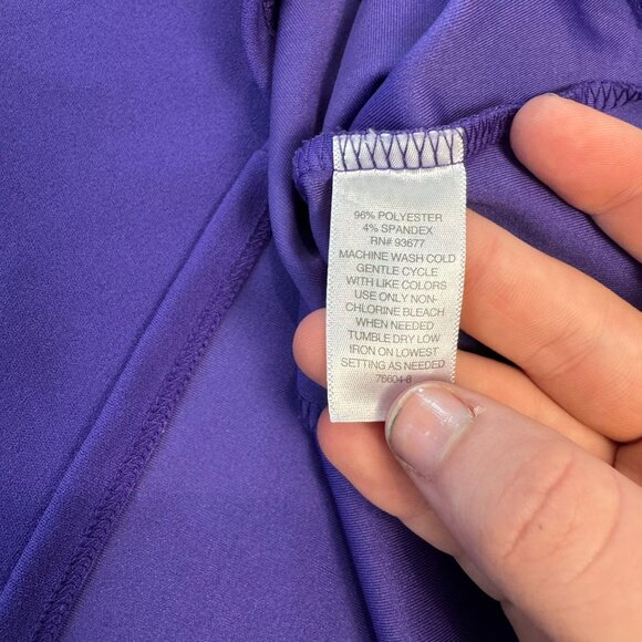 Liz Claiborne Purple V-Neck Tailored Short Sleeve Blouse O45 - Picture 3 of 6